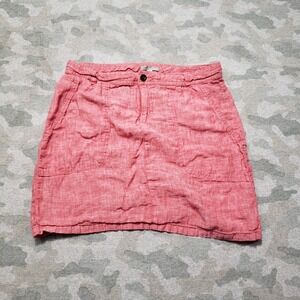 Horny Toad Skirt Womens 6‎ Red Linen Pockets Drawstring
